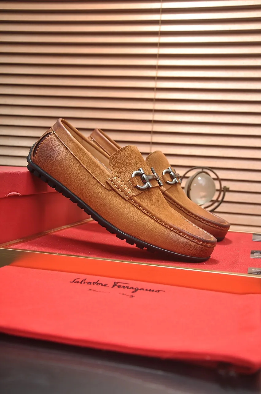 Men's shoes 💰460💶 [Ferragamo/Ferragamo] The latest model in the counter. Original imported open-sided fine cowhide hand-woven + imported 🐂 cowhide + original luxury metal buckle + original combination outsole. No pressure in comparison 38--44🎉